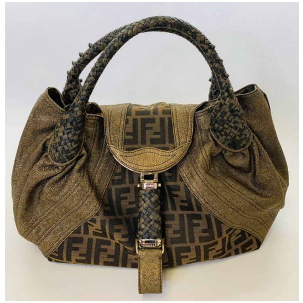 Fendi Metallic  Zucca Print Nappa Leather Spy Bag